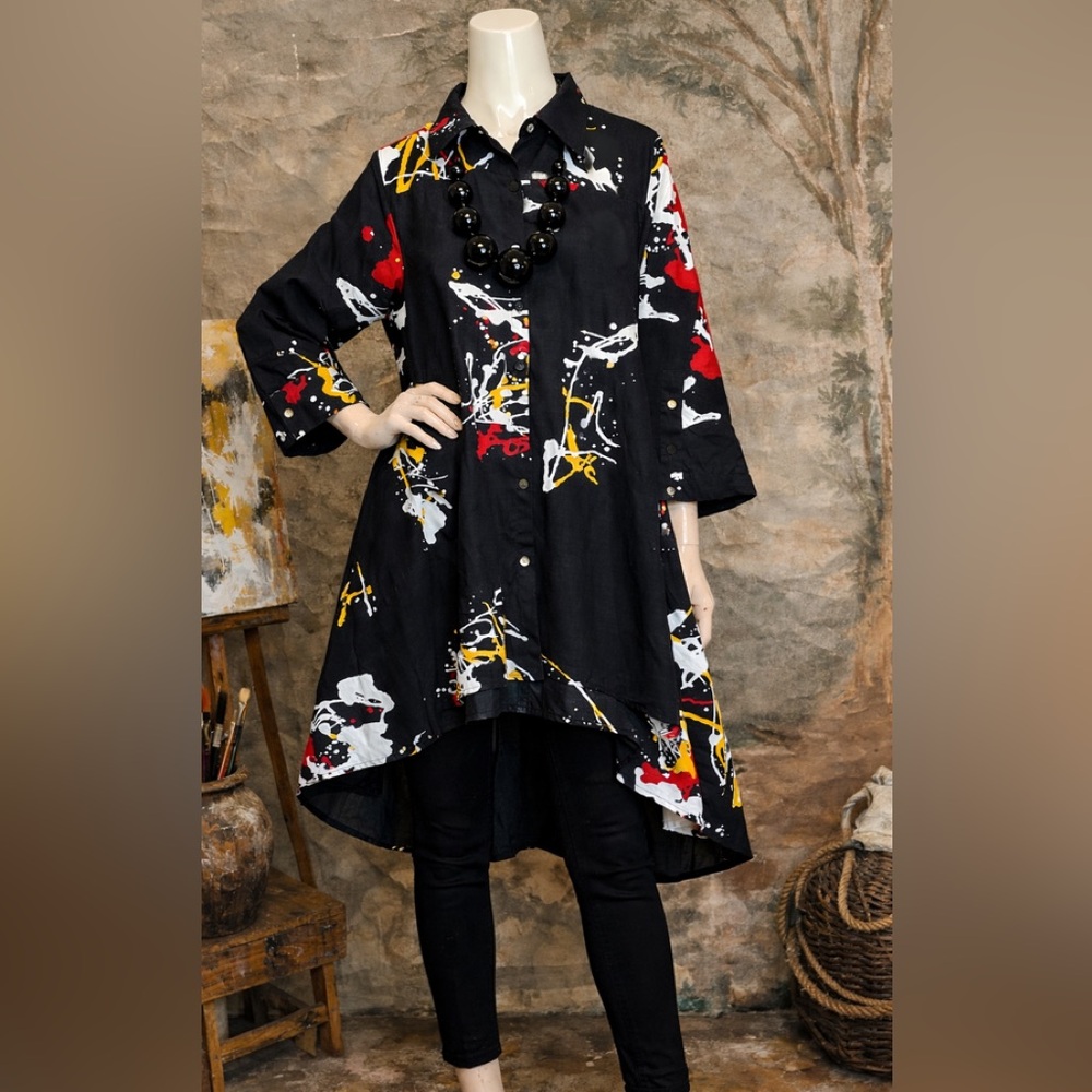 Dilemma Dhun Shroff Art to Wear Pollock Painted Cotton Swing Dress